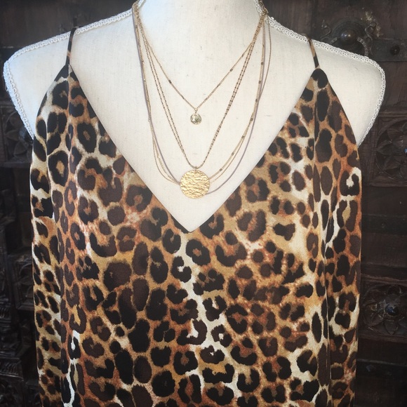 Express Tops - EXPRESS Leopard Spaghetti Strap Tank Blouse L NWT